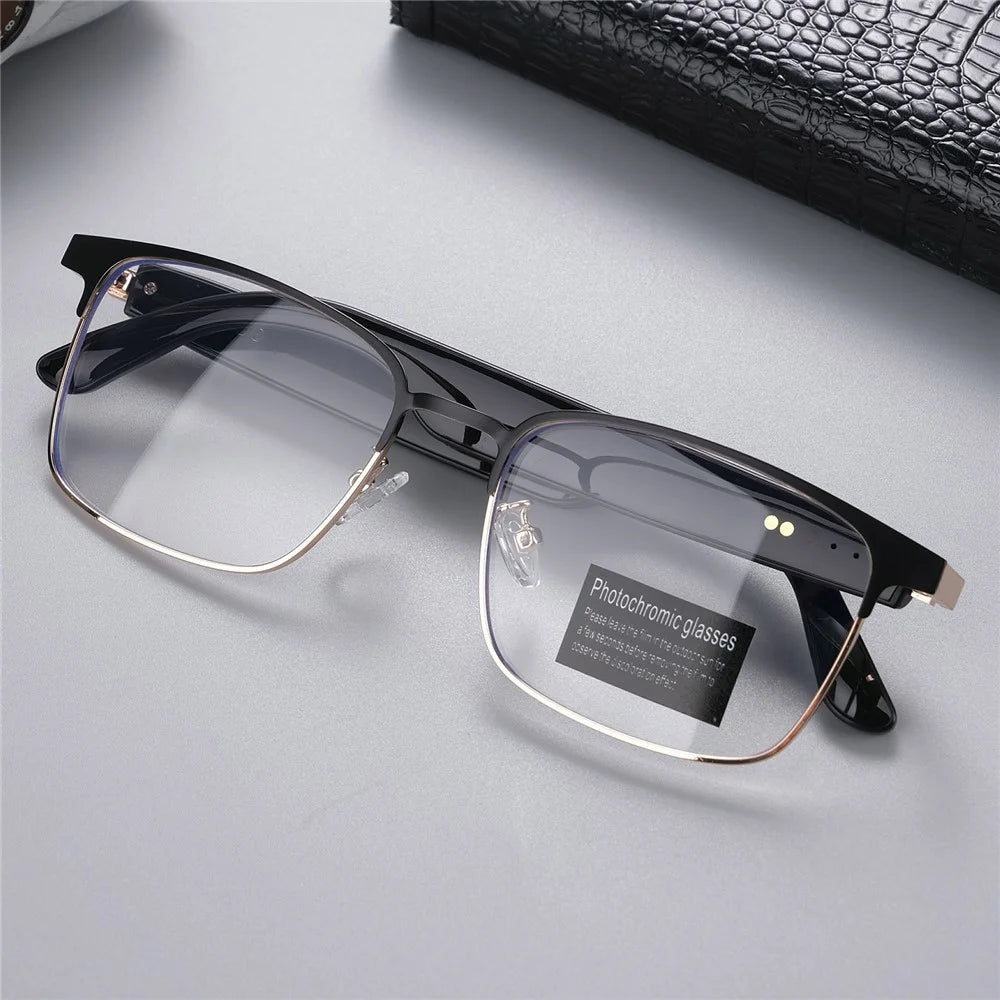 GS06 Wireless Music Earphone AI Translation Bluetooth-compatible Glasses Anti Blue Light Photochromic Lens Smart Eyewear - Gold Frame - 2