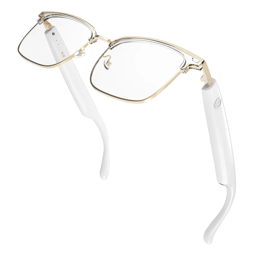 GS13 Photochromic Lens Smart Eyewear AI Translation Wireless Headset Bluetooth-compatible Glasses - Gold+White Frame - 2