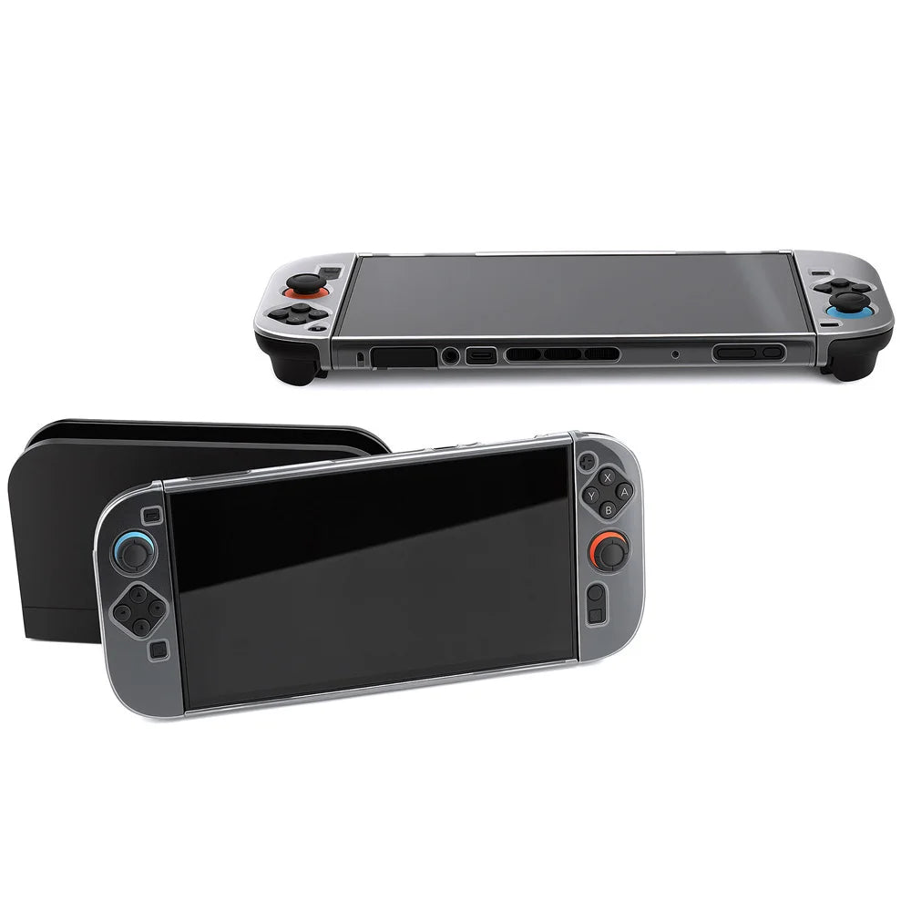 DOBE TNS-51111 For Nintendo Switch OLED Game Controller Crystal Clear Case TPU + PC Cover with Kickstand - 4