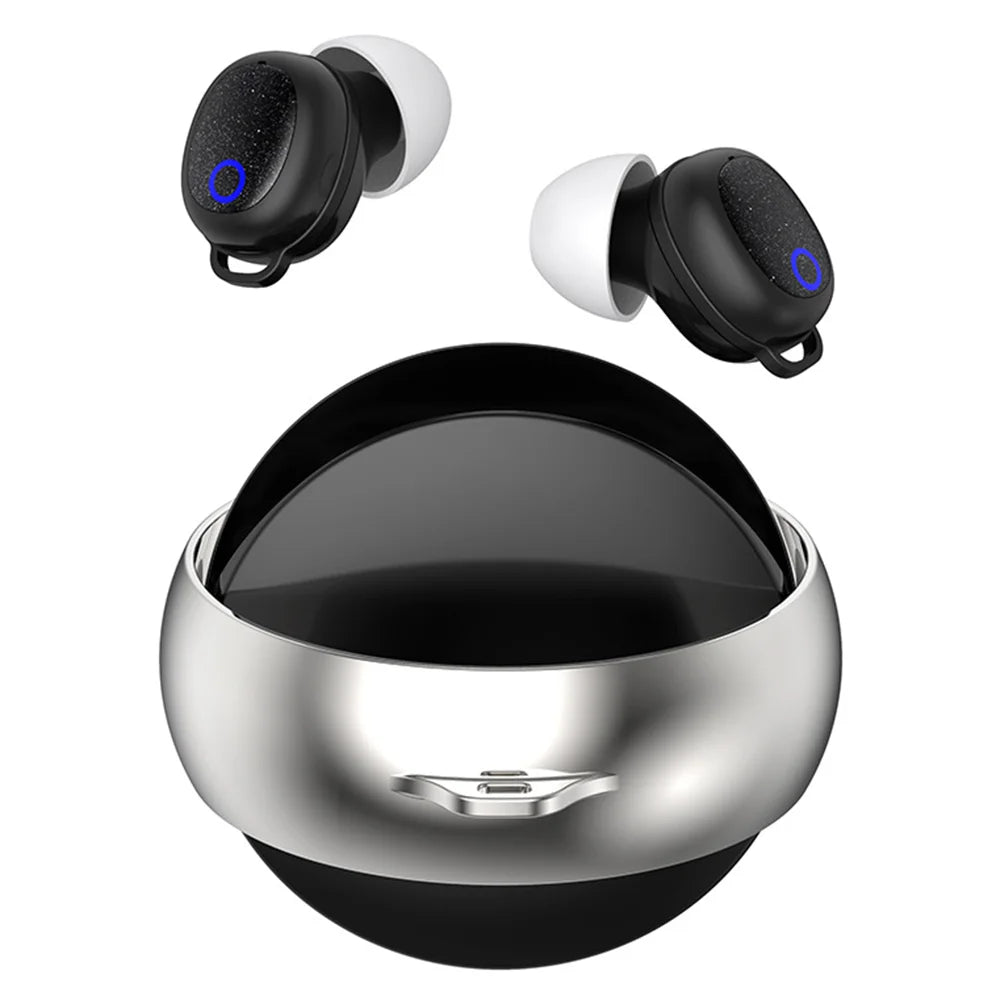 R3 SE Bluetooth-compatible 5.4 Mini Earbuds IPX7 Waterproof Noise Reduction In Ear Sleeping Headphones - Black+Silver - 1