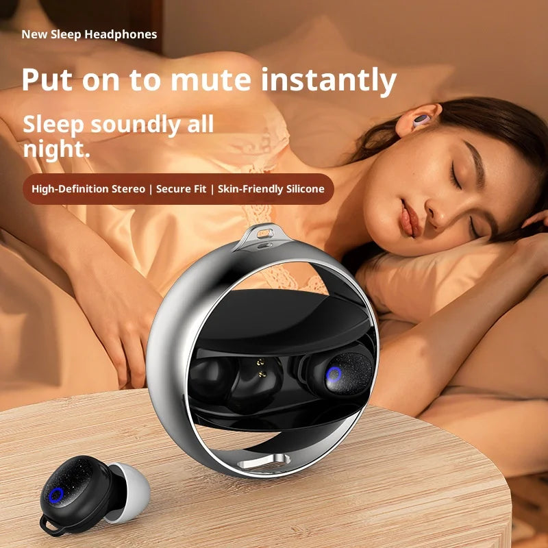 R3 SE Bluetooth-compatible 5.4 Mini Earbuds IPX7 Waterproof Noise Reduction In Ear Sleeping Headphones - Black+Silver - 3