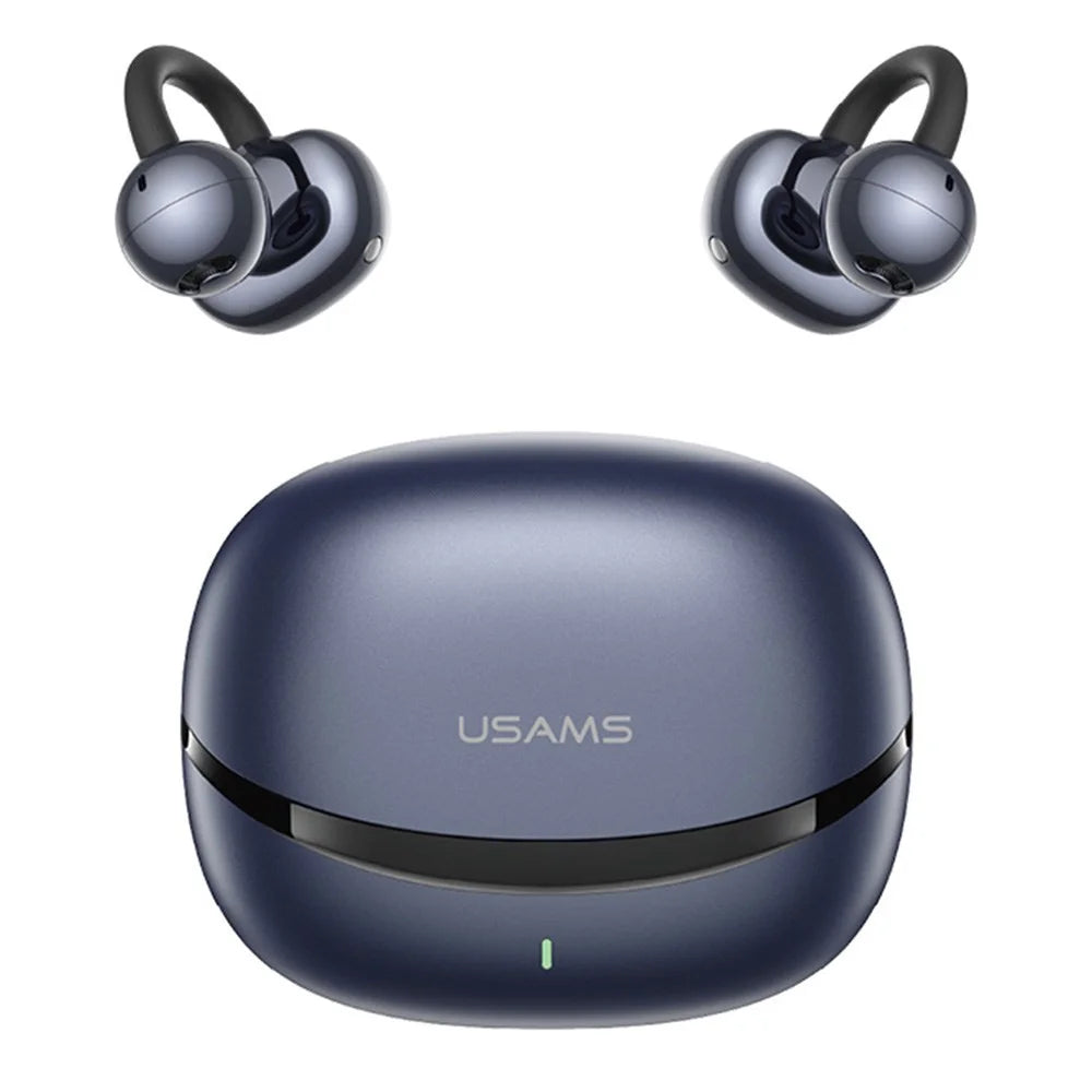 USAMS Echo R03 Clip-On Earbuds 11mm Driver Bluetooth-compatible 6.0 Wireless Earbuds - Blue - 1