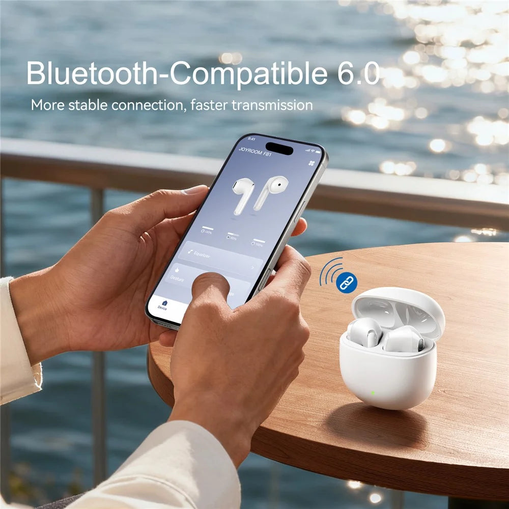 JOYROOM JR-FB1 AI Translation Bluetooth-compatible 6.0 TWS Earbuds Noise Cancelling Low Latency Gaming Earbuds - White - 7