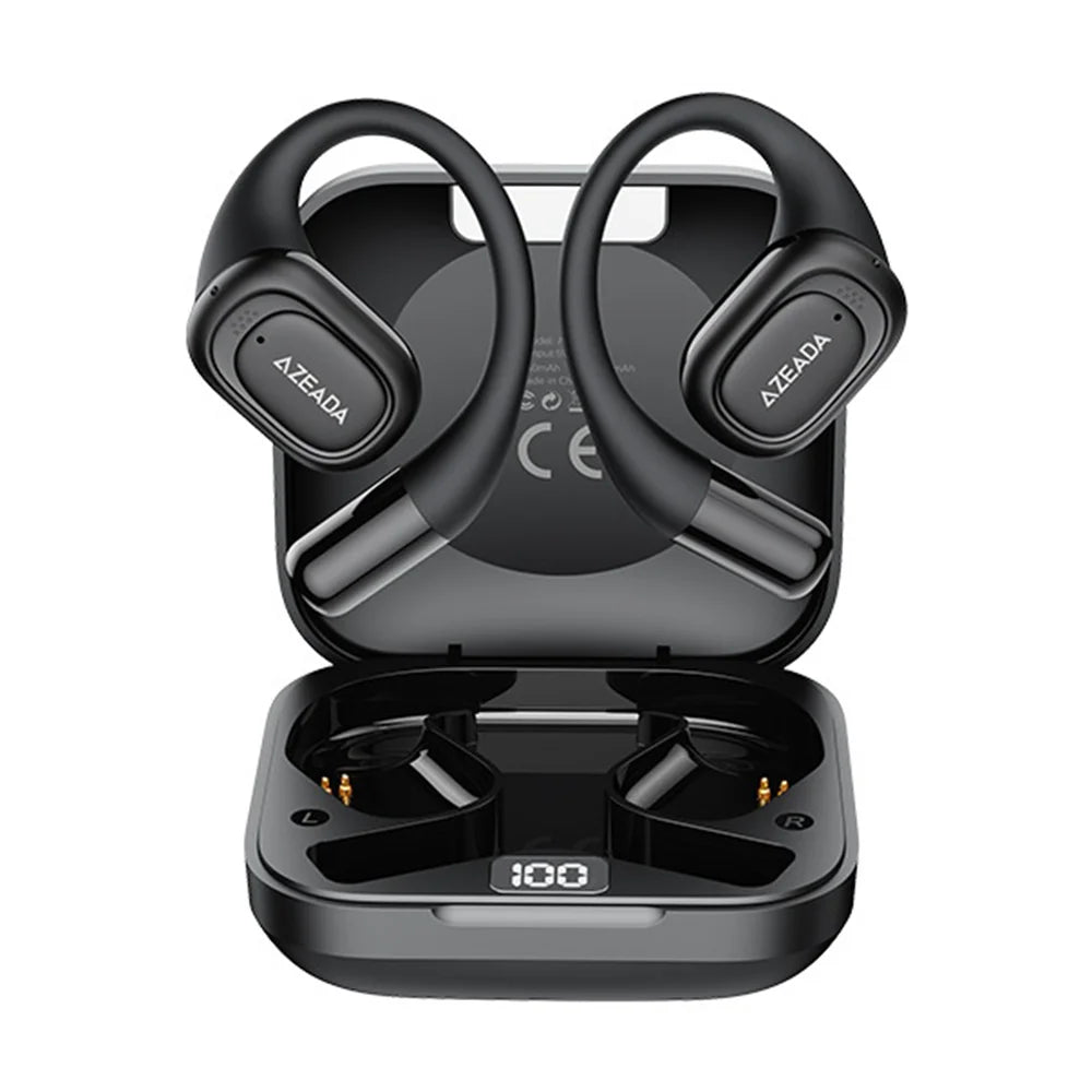 AZEADA AZ-BT15 ENC Noise Cancelling Ear Hook Wireless Bluetooth-compatible Earbuds OWS Air Conduction Earbuds - Black - 2
