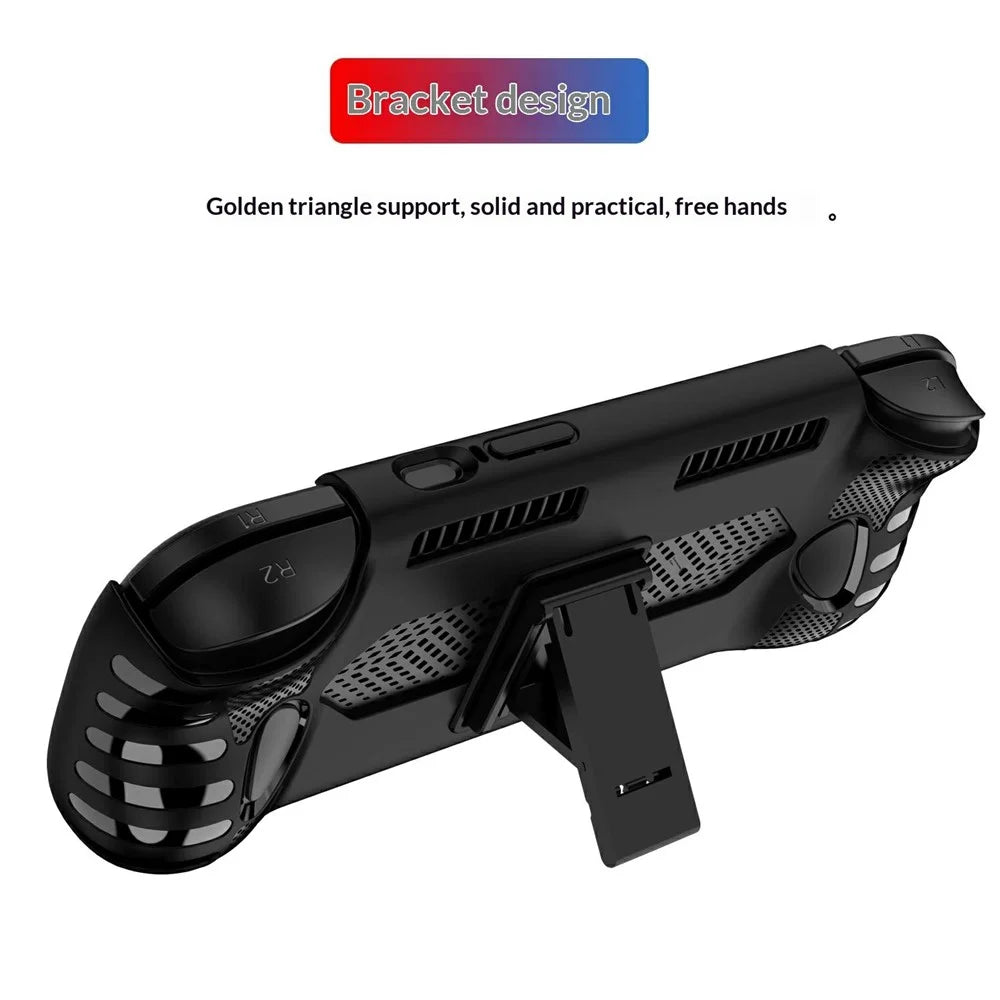 For AYN Odin 3 Gaming Console TPU Case with Stand Ergonomic Protective Cover Anti-Drop Shockproof Shell - Black - 2