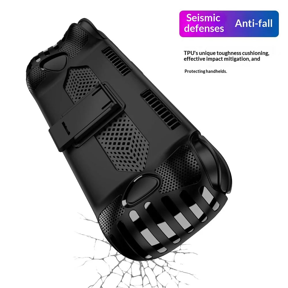 For AYN Odin 3 Gaming Console TPU Case with Stand Ergonomic Protective Cover Anti-Drop Shockproof Shell - Black - 3
