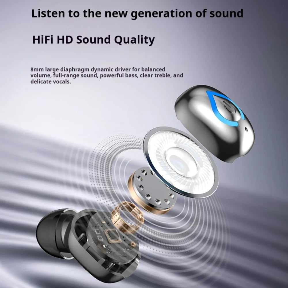 Invisible Single Ear Bluetooth-compatible 6.1 Earbud 20H Wireless Mini Sports Business In-ear Headphone - Black - 5