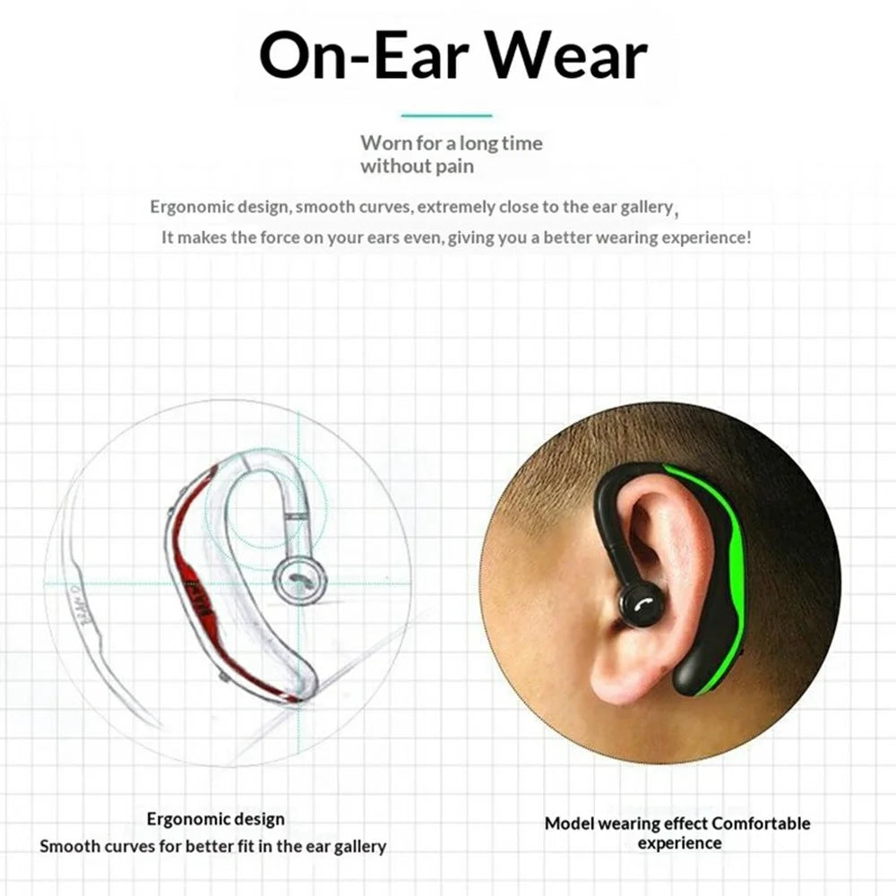 F600 Wireless Bluetooth-compatible Ear Hook Earphone 200H Standby 18H Call Time Hands-free Driving Business Sports Headphone - Green - 2