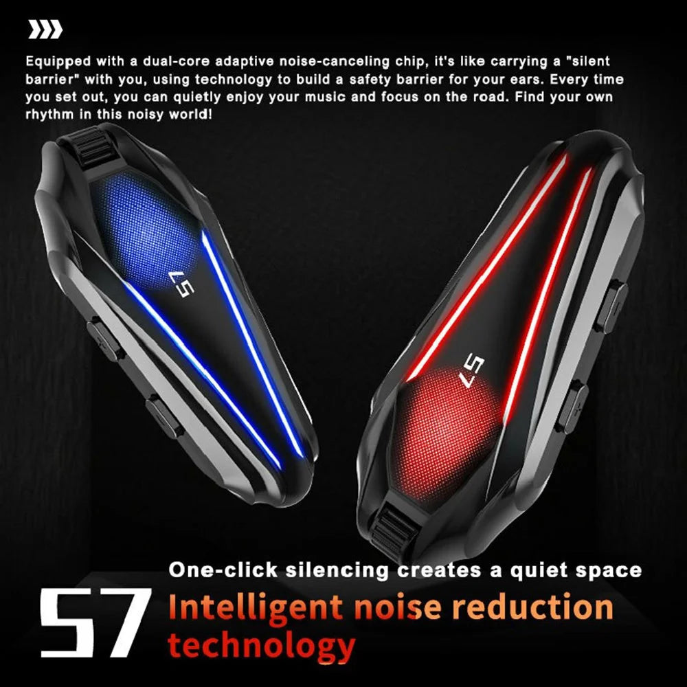 S7 Helmet Bluetooth-compatible Headset Soft Microphone IP67 Waterproof Noise Cancelling Motorcycle Intercom Earphone for Riding (No Memory Card)- Black - 2