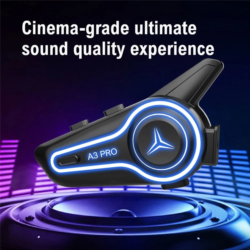 A3 PRO Motorcycle Helmet Bluetooth-compatible Headset IP67 Waterproof Intercom Earphones with 2 in 1 Mic (without Memory) - Black - 3