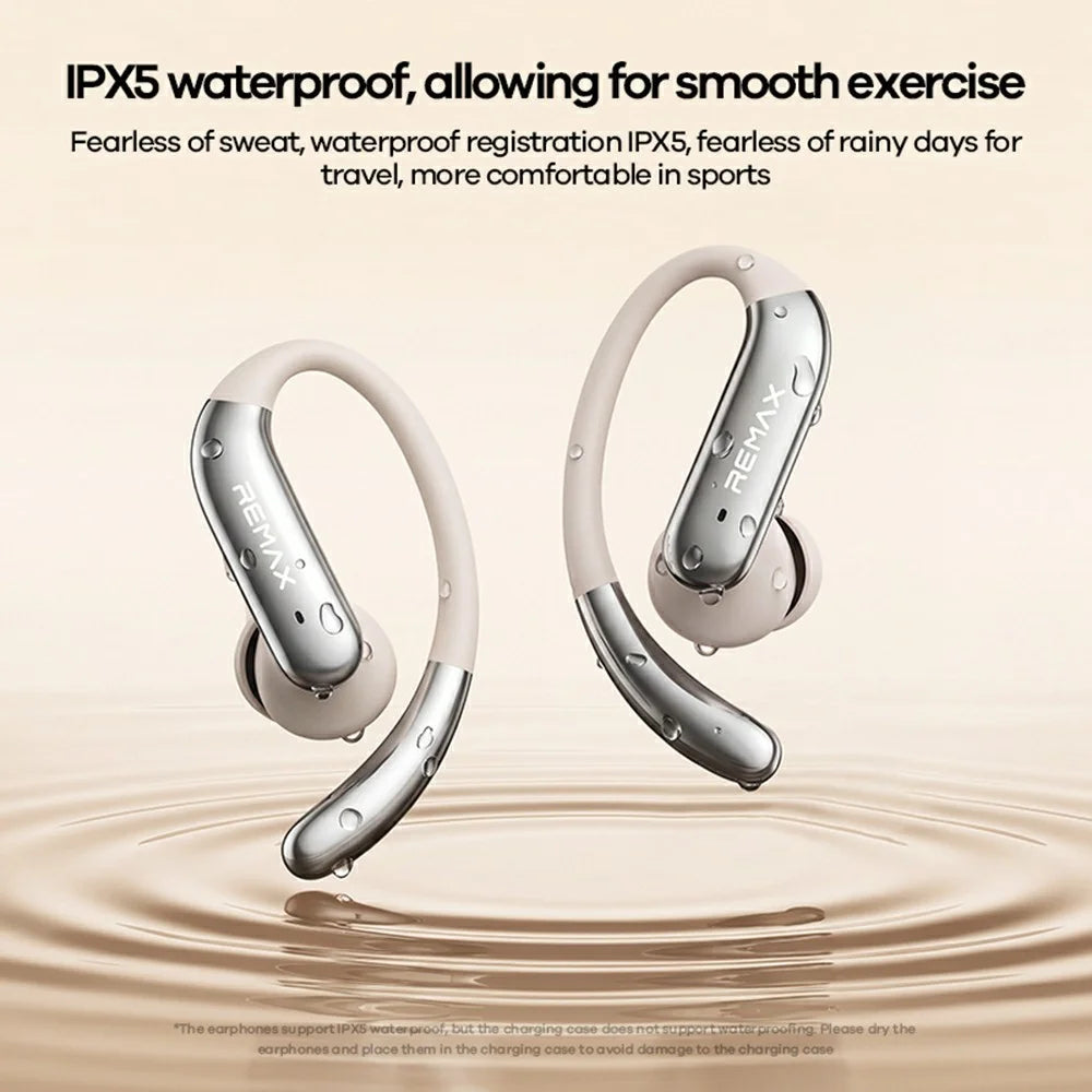 REMAX OWS-28 Open Ear Earhook Wireless Earbuds ANC ENC Noise Cancelling IPX5 Waterproof Headset for Sports - Grey - 6