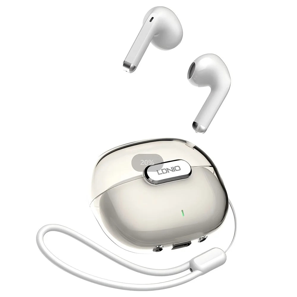 LDNIO T03 TWS Bluetooth-compatible 5.3 Earbuds Semi-In-Ear Hi-Fi 13mm Driver 20-Hour Battery Translucent Design Headset - White - 2