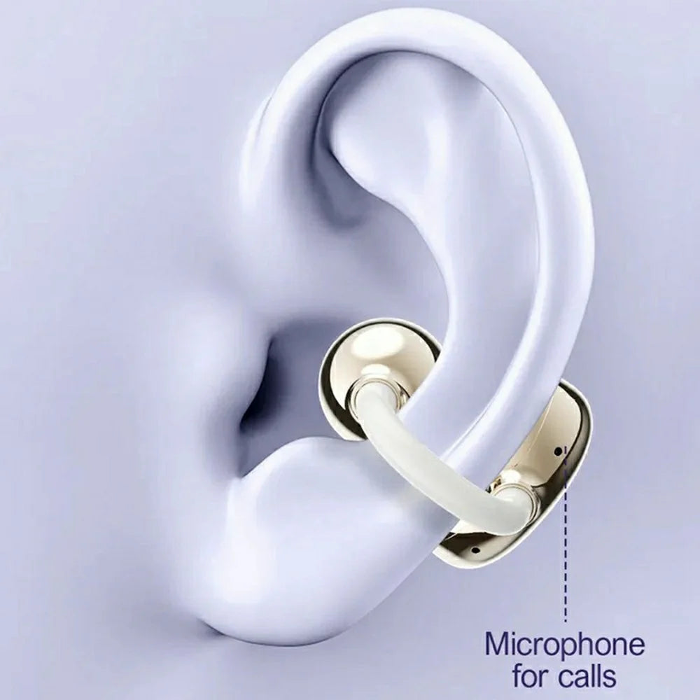 LDNIO T09 Bone Conduction Open Ear Clip Bluetooth-compatible 5.4 Earbuds 20-Hour Playback Directional Audio Earphons for Sports - Champagne Gold - 3