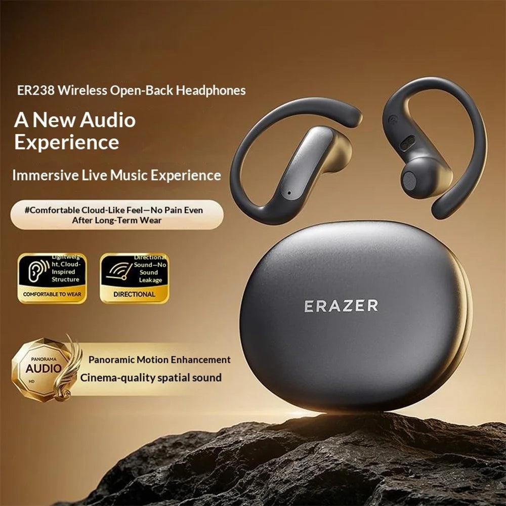 ERAZER ER238 Wireless Open-Ear Earbuds Bluetooth-compatible V6.0 Sports Earphones 4-5H Playtime Touch Control - Black - 2