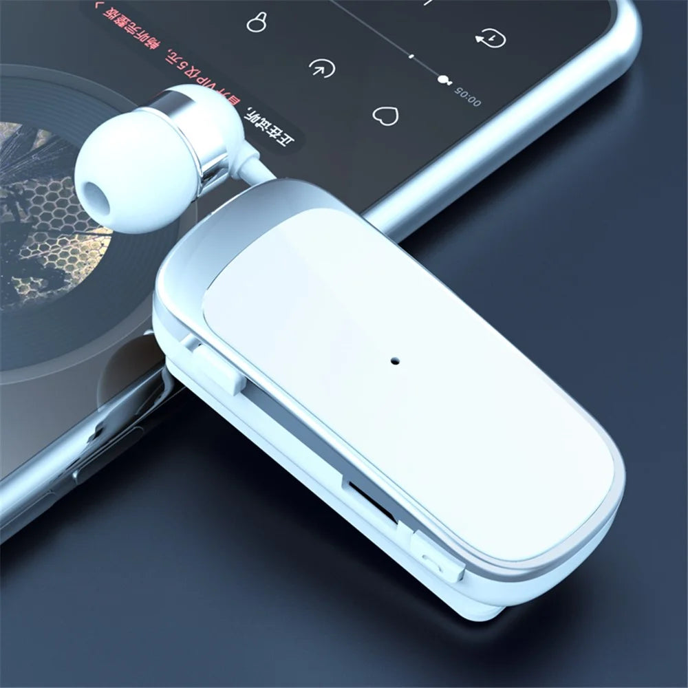 K52 Business Retractable Bluetooth-compatible 4.1 Wireless Headset Earphone Call Remind Vibration Earbuds - White - 2
