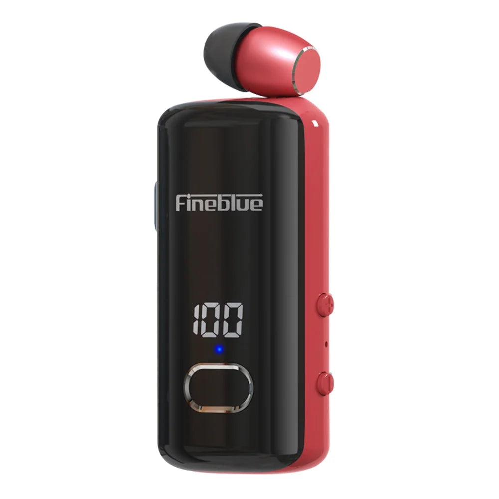 FINEBLUE F580 Single Ear Wired Business Lavalier Headset with Incoming Call, Vibration, Power Display Wireless Bluetooth-compatible Headphone - Red - 1