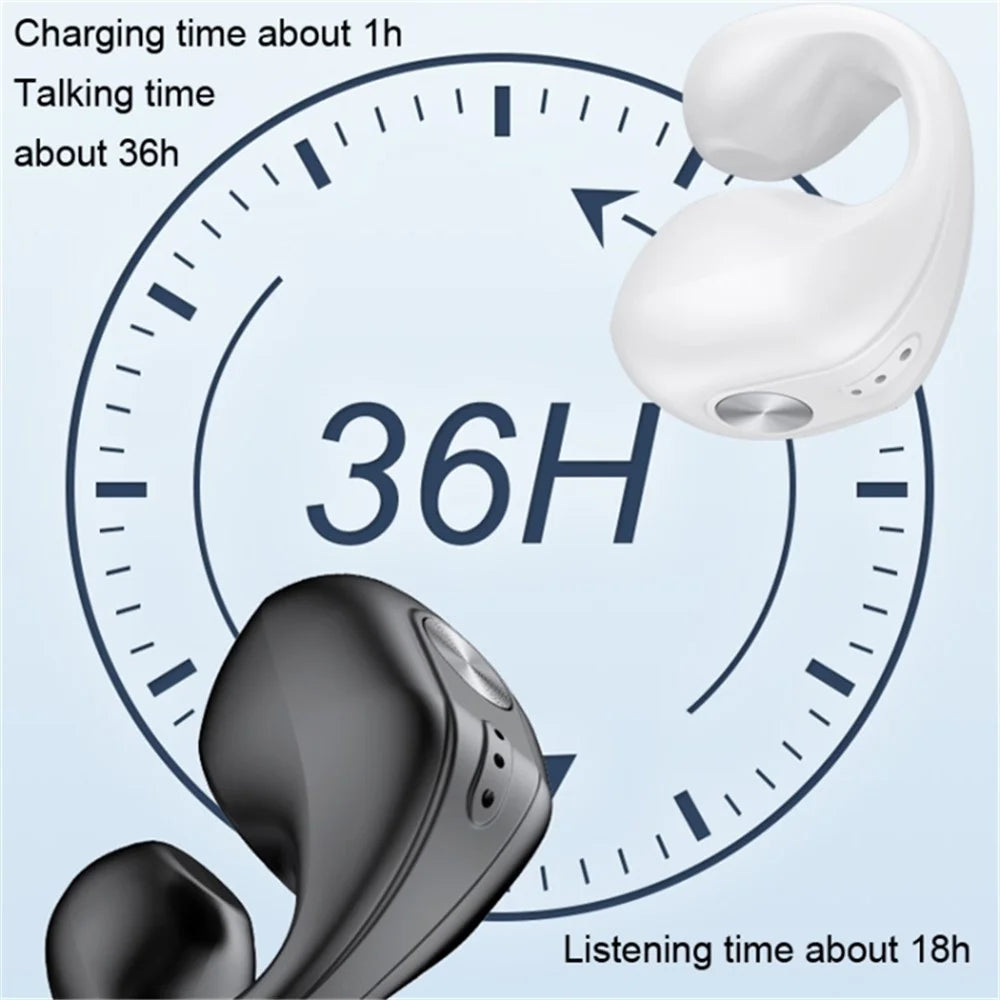 V50 Bluetooth-compatible Double Ear Headsets Bone Conduction Earphones Wireless Sport Running Clip-on Headphones - Skin Color - 5