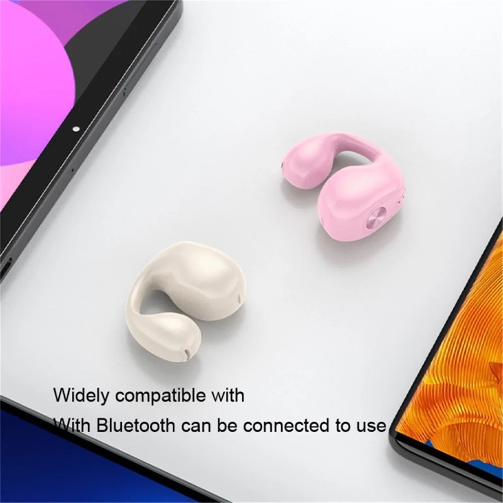 V50 Bluetooth-compatible Double Ear Headsets Bone Conduction Earphones Wireless Sport Running Clip-on Headphones - Skin Color - 6