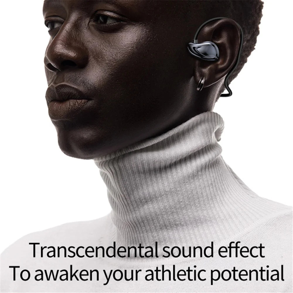 A60 Open Ear Air Conduction Headphones Bluetooth-compatible 5.3 Wireless Neckband Earphones with Mic - Black - 4