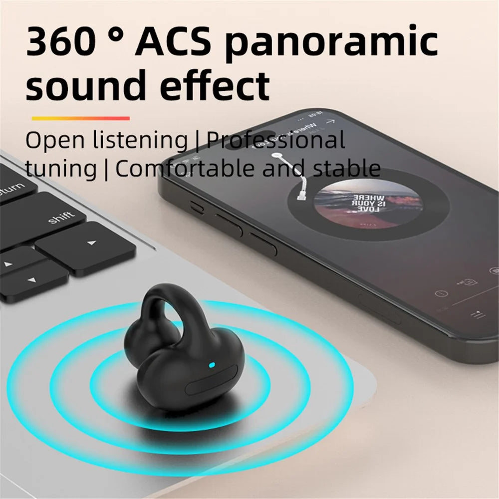 M-S8 Bluetooth-compatible 5.3 Ear Clip Earphone Running Wireless Music Headset - Grey - 2