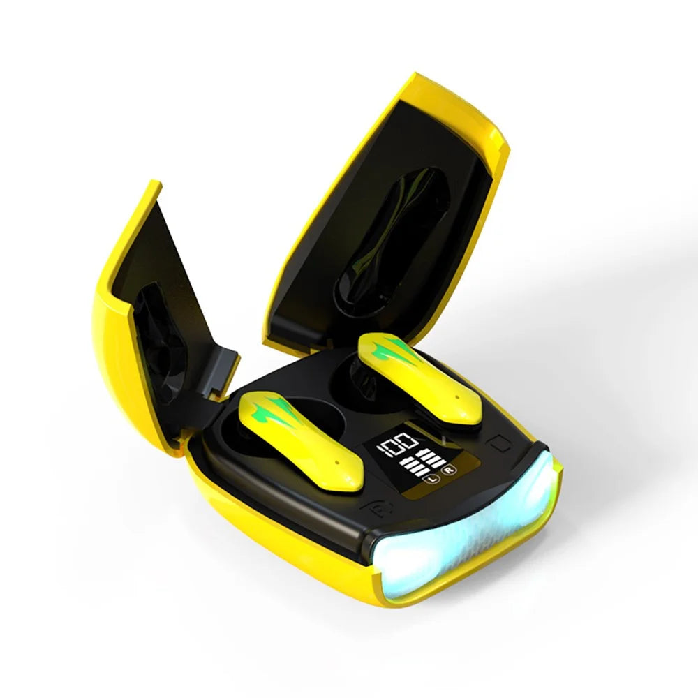 X16PRO TWS Bluetooth-compatible Earphone Music Gaming Headset with Scissors Shaped Door Charging Case - Yellow - 2