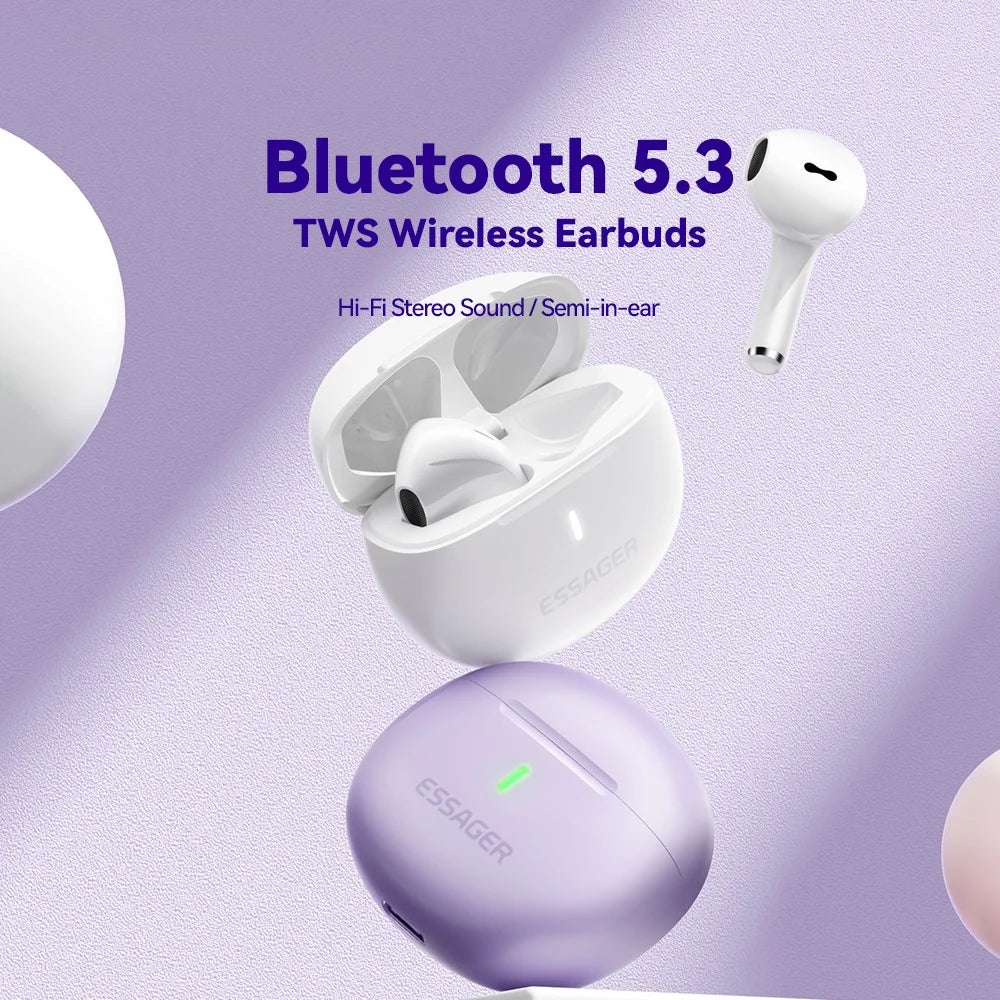 ESSAGER TWS Bluetooth-compatible Earphone HiFi Stereo Sound HD Calling Wireless Headset - Purple - 2