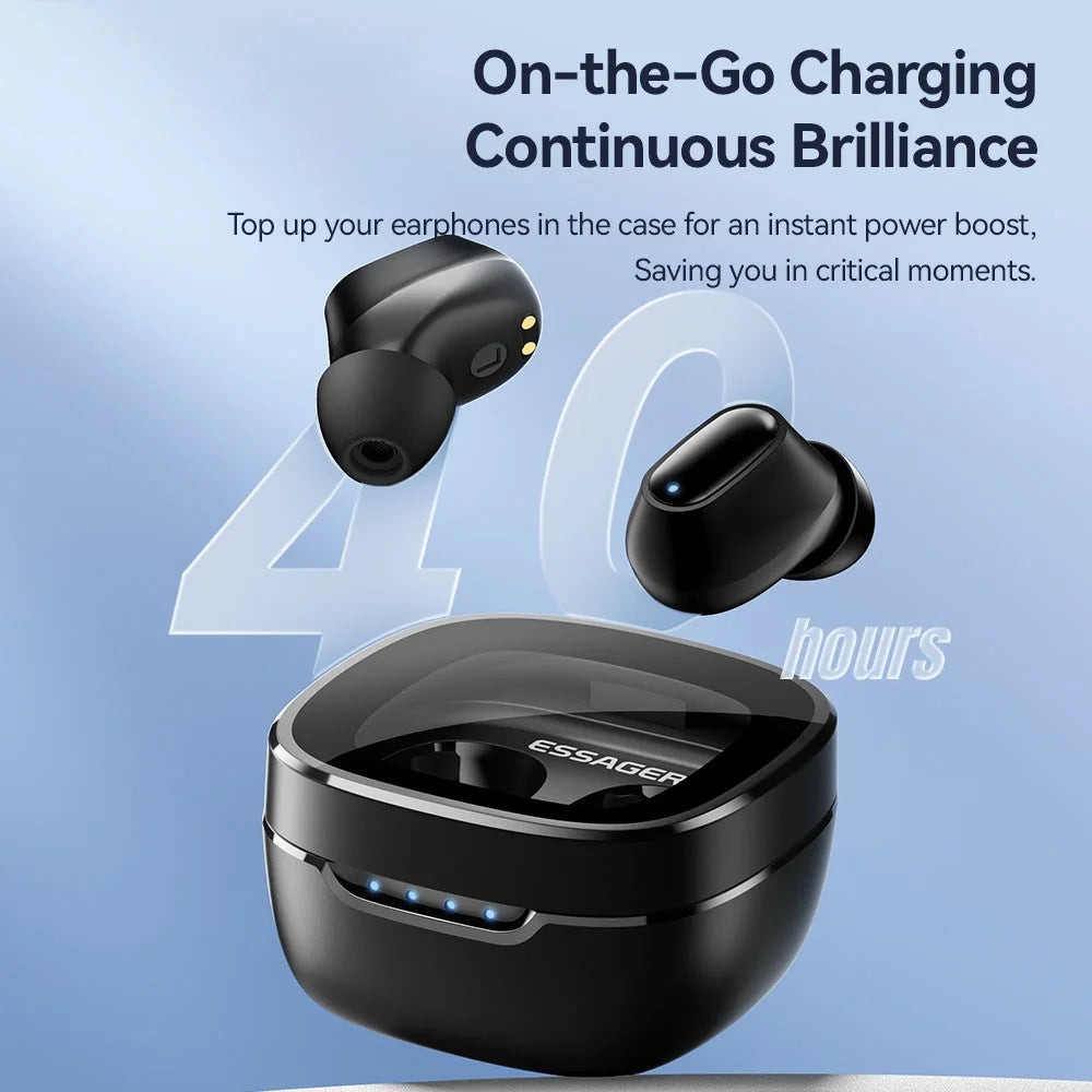 ESSAGER HiFi Stereo Sound In-ear Wireless Headphones Bluetooth-compatible 5.3 TWS Earphones - Black - 6