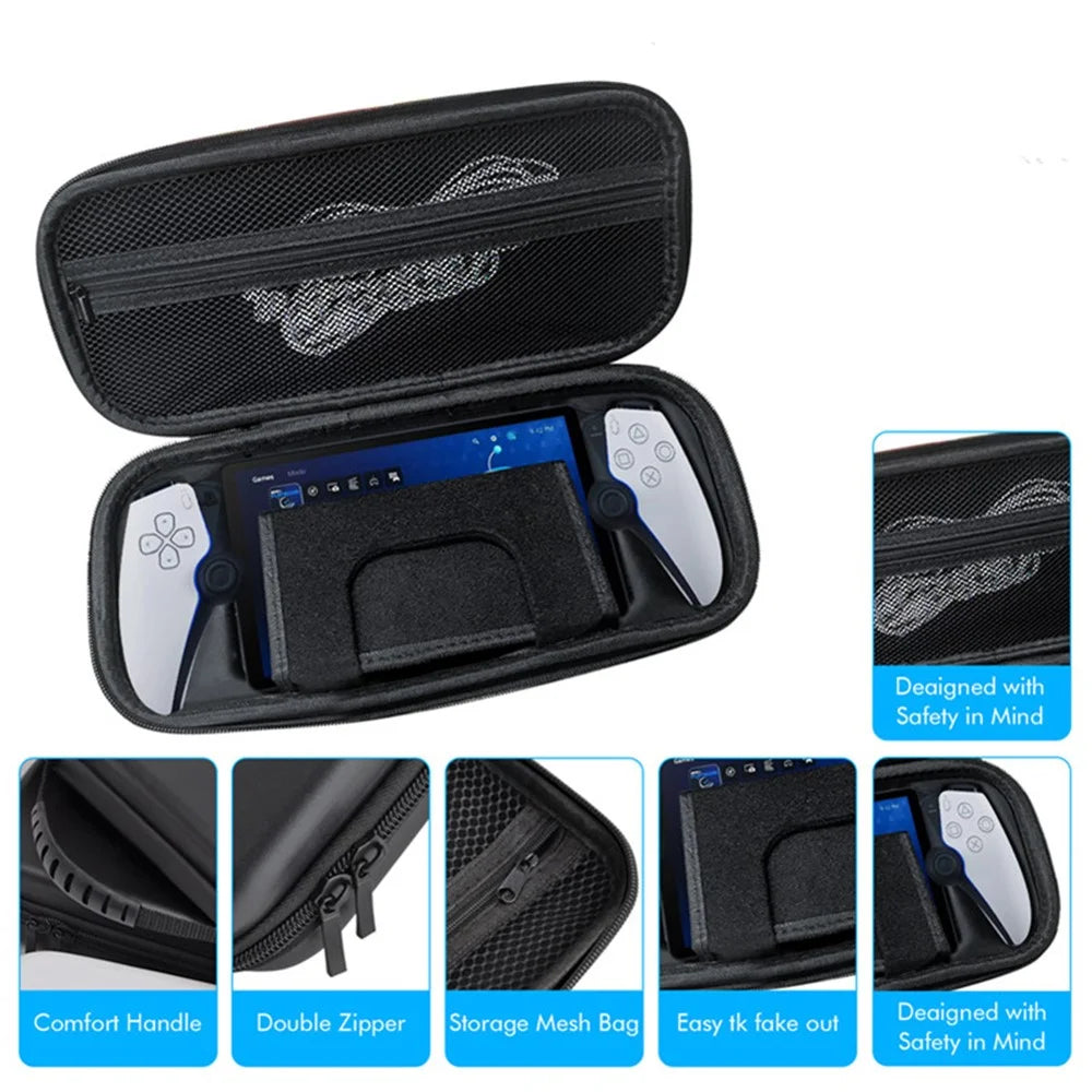 For Sony Playstation Portal Carrying Case EVA Waterproof Gaming Console Bag with Mesh Pocket - 7