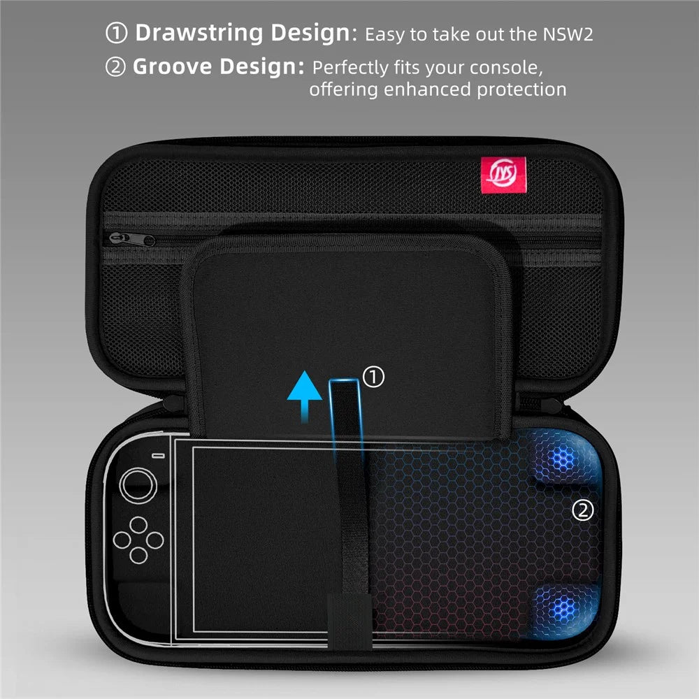 JYS JYS-NS2282 For Nintendo Switch 2 Game Console Portable Carrying Case Game Cards Storage EVA Zipper Bag - 4