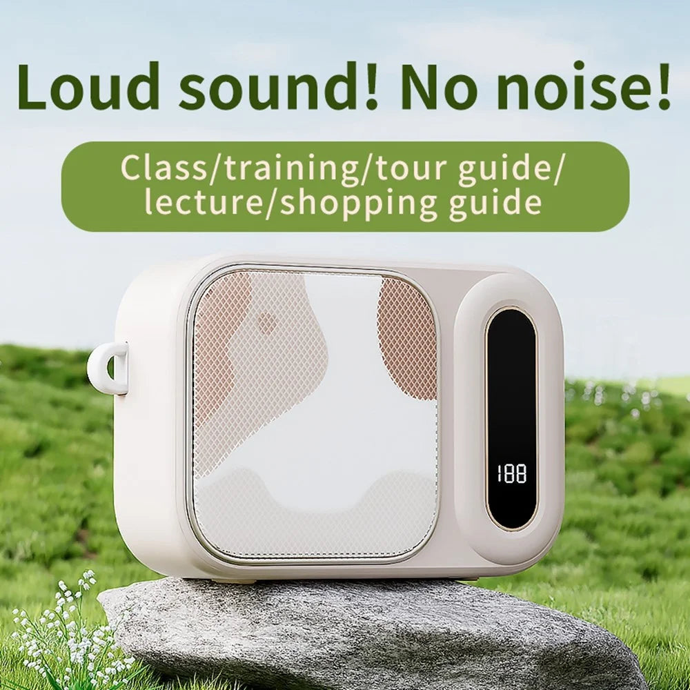 WK-01 Wireless Lavalier Microphone Bluetooth-Compatible Speaker Sound Amplifier for Teachers Meetings Performances - White - 2