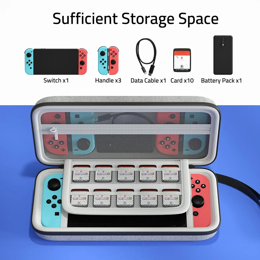 SYNTECH For Nintendo Switch  /  Switch OLED Carrying Case with 10 Game Card Slots Organizer Storage Bag - Grey - 4