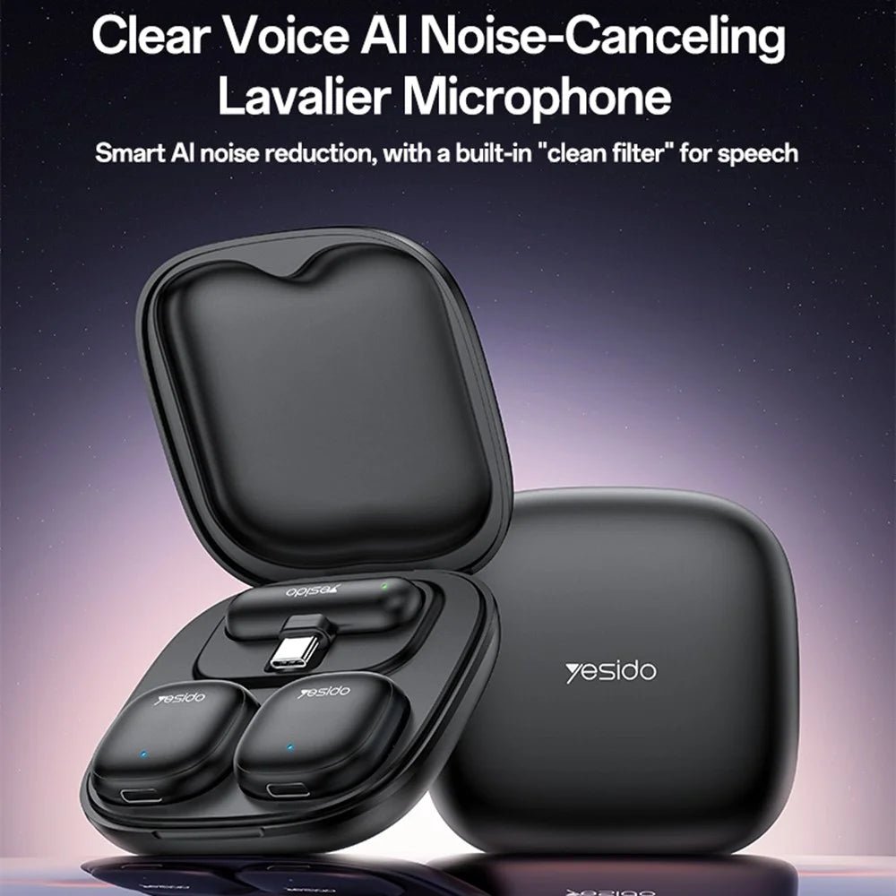 YESIDO KR21 Type C Plug AI Noise Cancelling Lavalier Microphone Low Latency Wireless Lapel  Mic - 2
