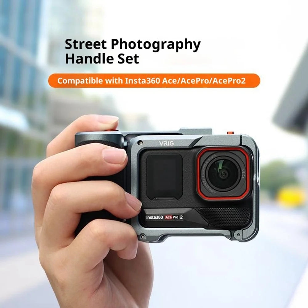 VRIG GA-07 For Insta360 Ace Pro 2  /  Ace Pro  /  Ace Mechanical Button Metal Cage with Handle Street Shooting Kit - 3