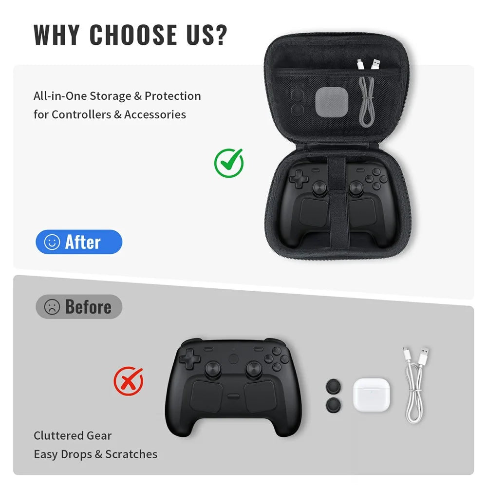 JYS SDM009 Controller Carrying Case for Steam Controller  /  Switch Pro  /  Switch 2 Pro  /  PS5  /  PS4  /  Xbox Hard EVA Travel Storage Bag - Black - 4