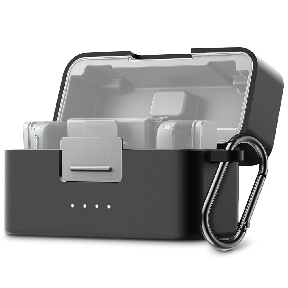 PULUZ PU744 For DJI Mic Mini Charging Case Silicone Protective Cover Shockproof Dustproof with Carabiner - Black - 1
