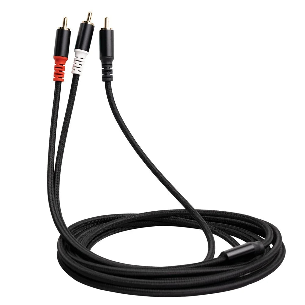 3704 3m RCA Male to Dual RCA Male Y-shape Splitter Cable Audio Connection Cord for Mixer Amplifier Sound Card - 5
