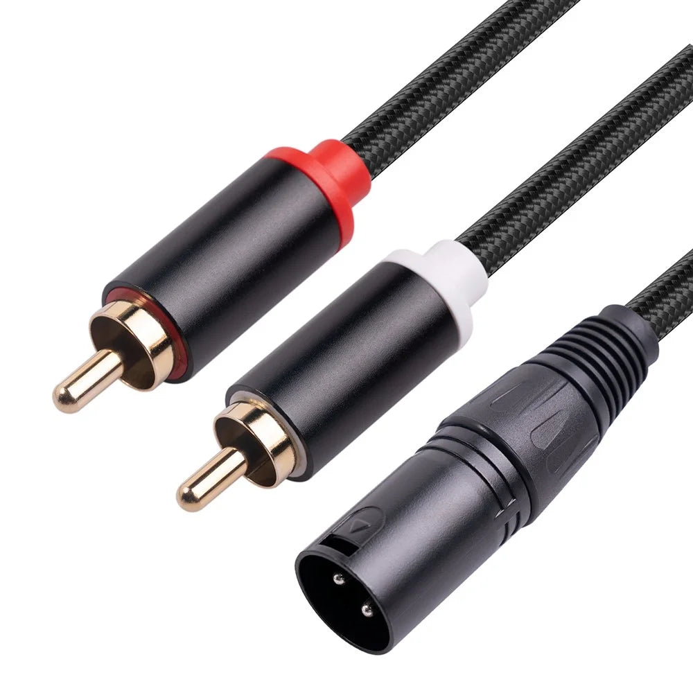 RCA19 2m Stereo Audio Cable Cord XLR Male to Dual RCA Male Plug for Mxing Console Microphone Amplifier - 2
