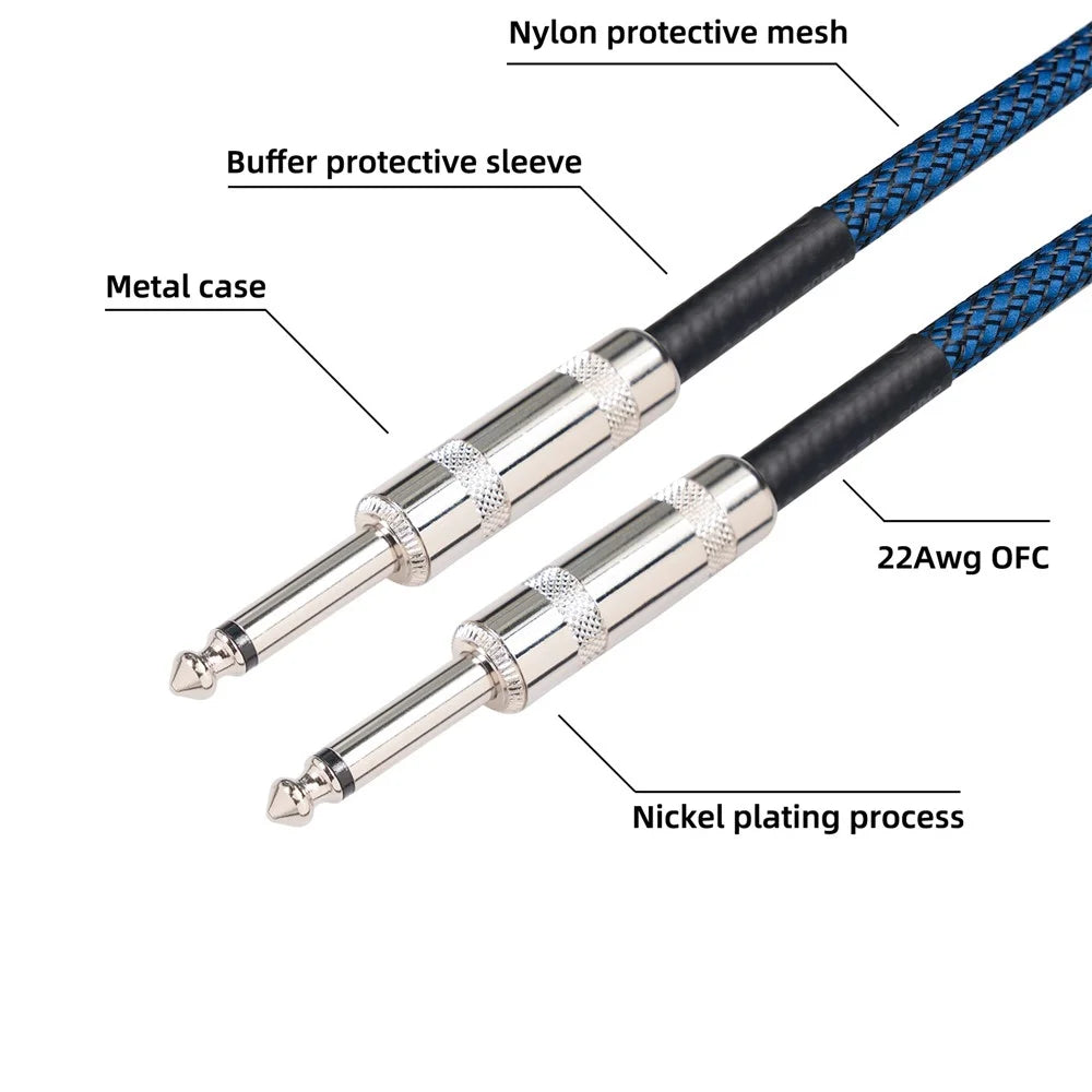 TC048BL 10m Dual Straight Head 6.35mm Male to Male 22AWG Audio Cable Speaker Electric Guitar Sound Card Microphone AUX Line - 2