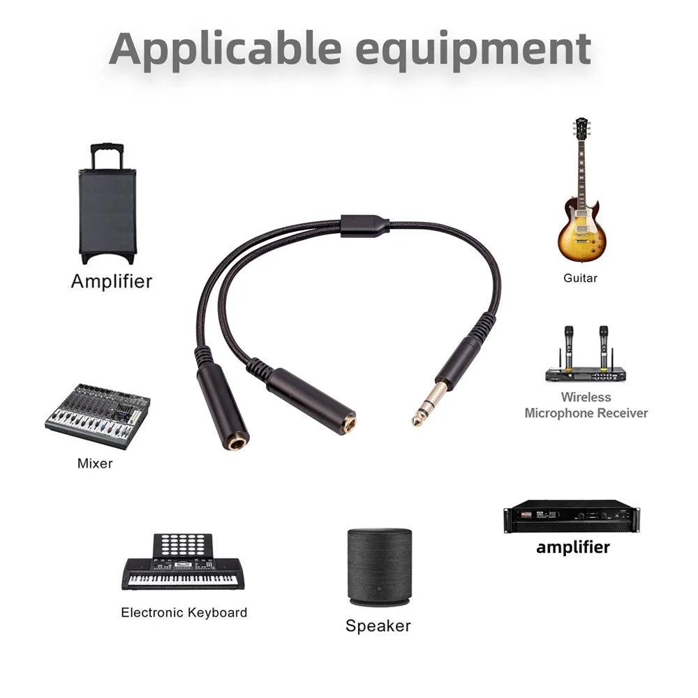 3718 30cm 6.35mm 1 / 4 Inch 1 Male to 2 Female Stereo Y Splitter Audio Cable for Guitar / Amplifier / Mixer - 5