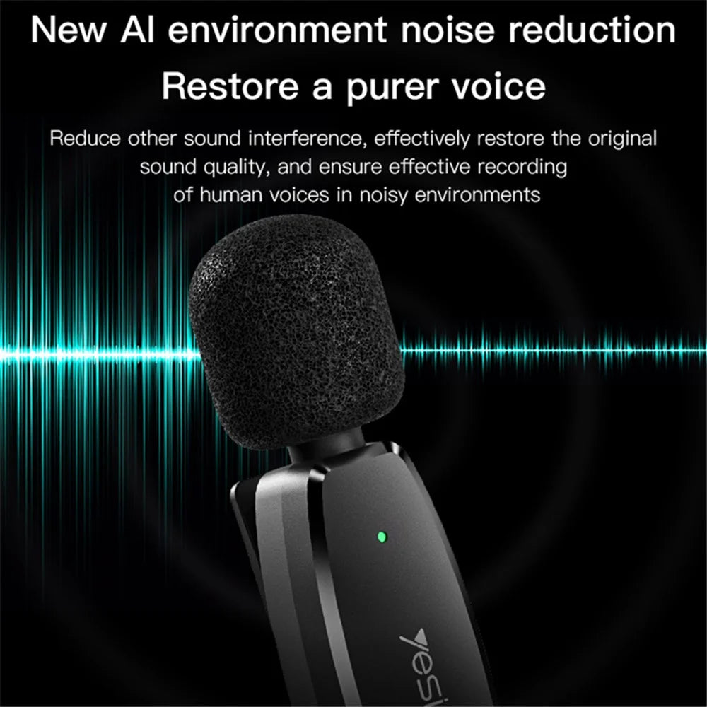 YESIDO KR11 Type-C Clip Design Microphone Low Delay Wireless Video Recording Mic (1 Transmitter + 1 Receiver) - 2