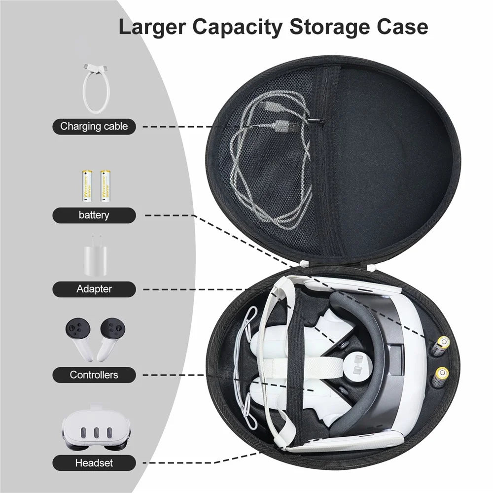 JYS JYS-MQ008 For Meta Quest 3 VR Glasses Shockproof Carrying Case Portable Hard Shell Bag Handbag - Black - 5
