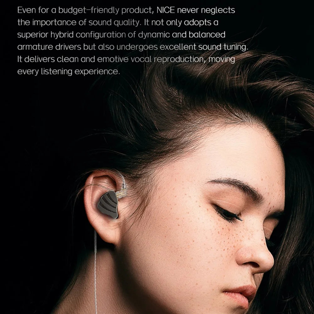 ND Nice HiFi Sound Headphones In Ear 0.75mm 2-Pin Interface Wired Earbuds - Black / No Mic - 4