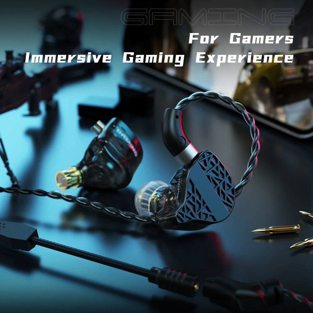 TRN Mars Detachable 3.5mm Wired In-Ear Earphone 3-Unit Vibration Gaming Headset with Mic, 1.2m - 4