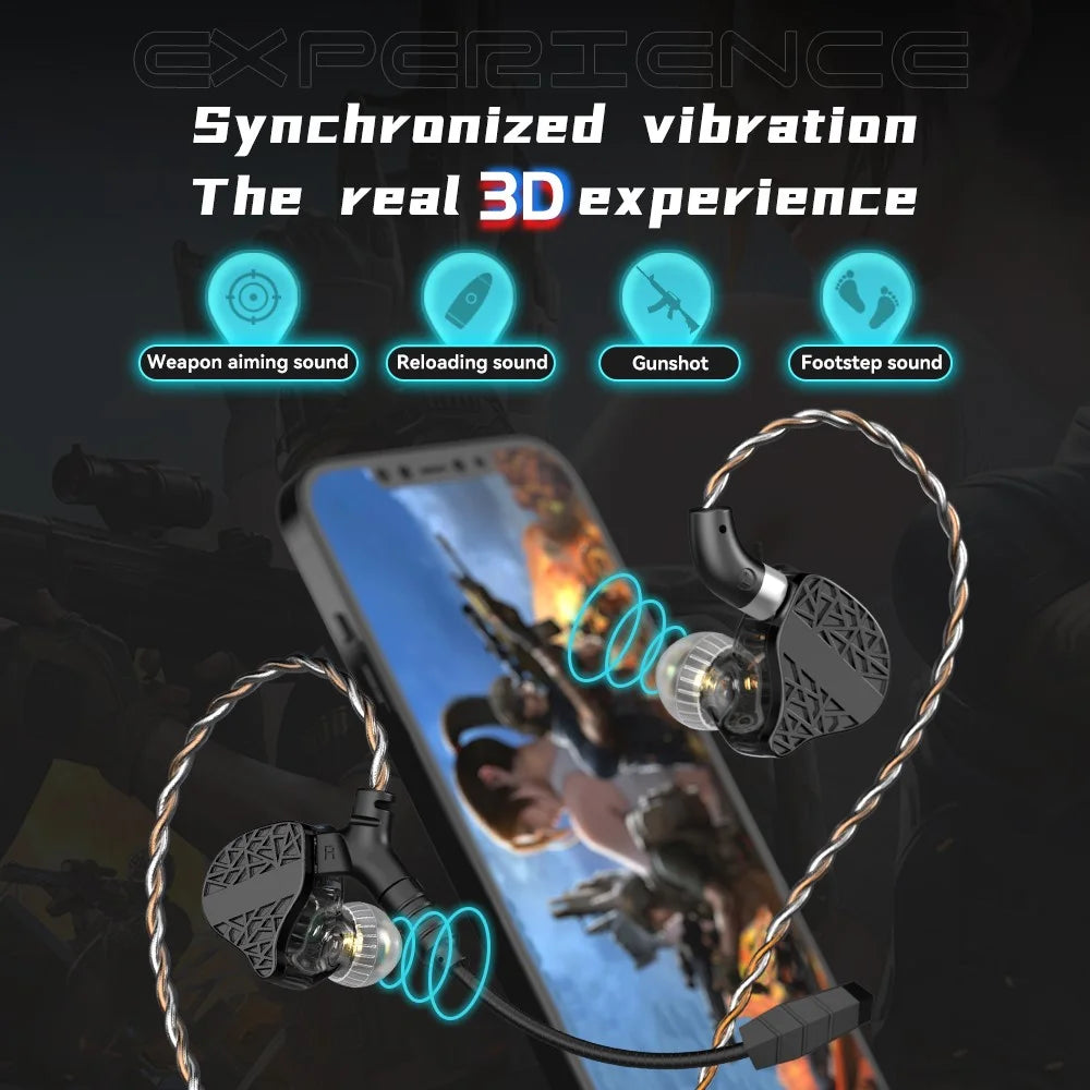 TRN Mars Detachable 3.5mm Wired In-Ear Earphone 3-Unit Vibration Gaming Headset with Mic, 1.2m - 7