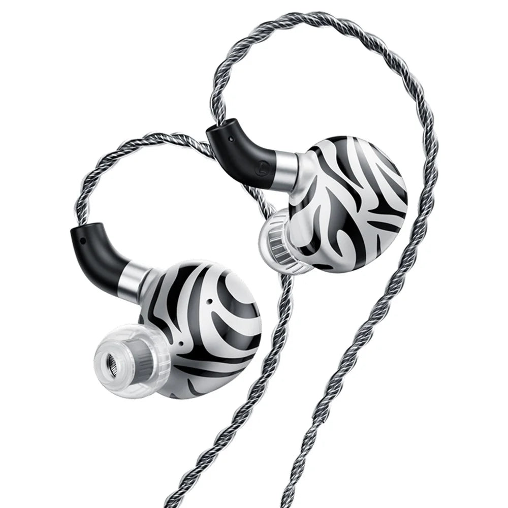 TRN White Tiger 3.5+4.4mm Wired In-Ear Earphone 6mm Planar Diaphragm HiFi Headset (Without Mic) - Black+White - 2