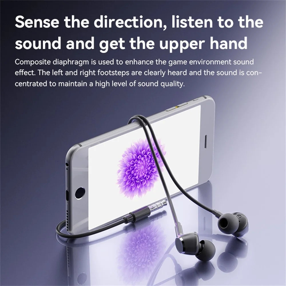 YESIDO YH53 3.5mm Wired Earphone Wire Control Phone Computer Music Gaming In-Ear Headset - Black - 4