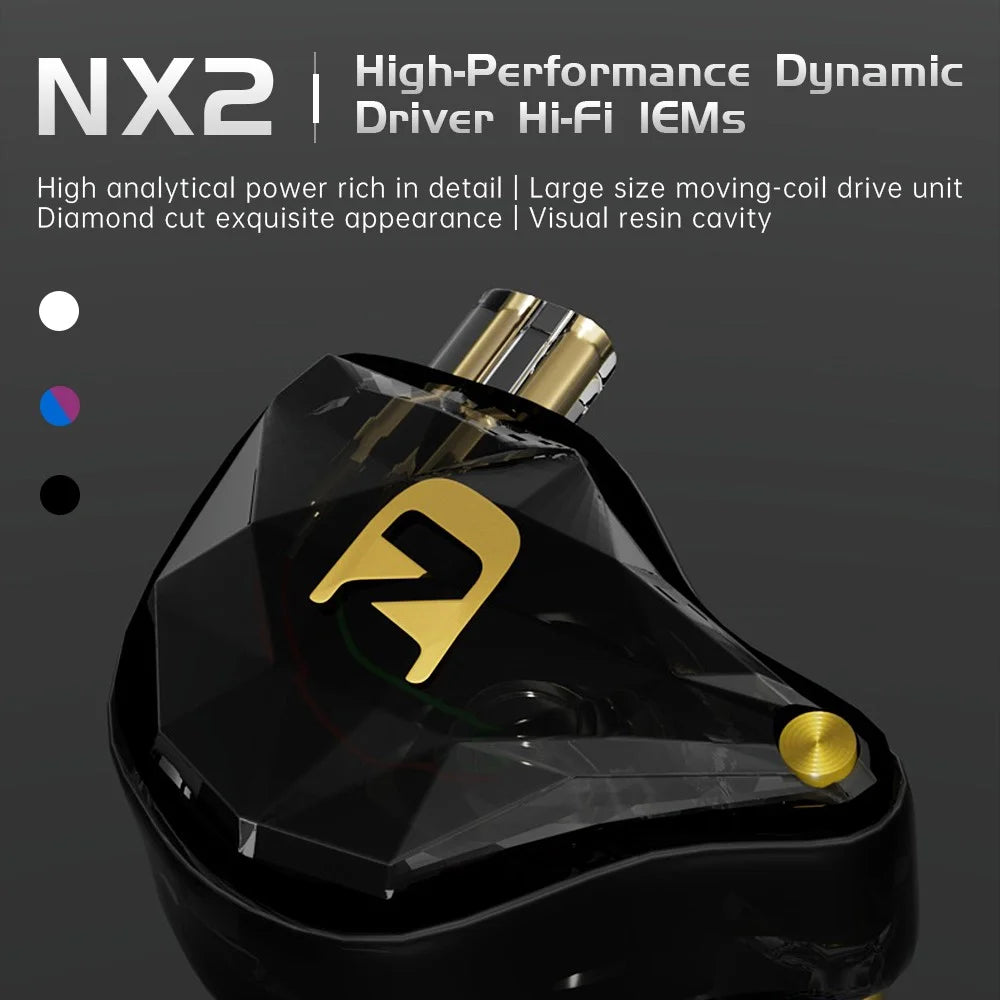 ND NX2 Wired Earphones Dynamic Drive Headphones HiFi Stereo Bass Earbud with Detachable Cable, No Mic - Black - 2