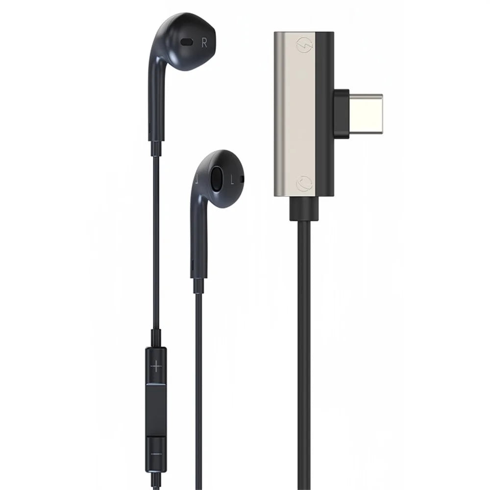 Type-C Wired Digital Earphones PD Charging Voice Call Line Control Singing Recording Headset - Gold - 2