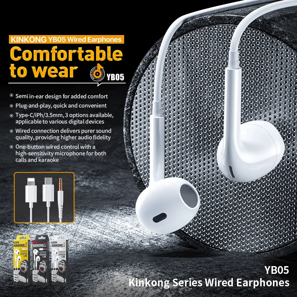 WEKOME YB05 Kinkong Series Earphones with Lightning Connector Wired Ear Buds for iPhone - 2