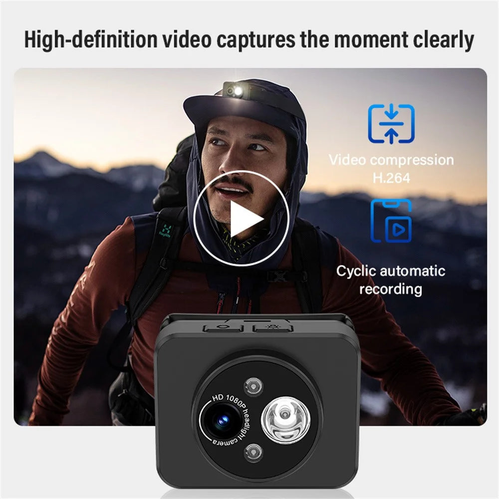 D8 Outdoor Portable HD Head Mounted Camera Sports 1080P Video Recording LED Headlight - 5